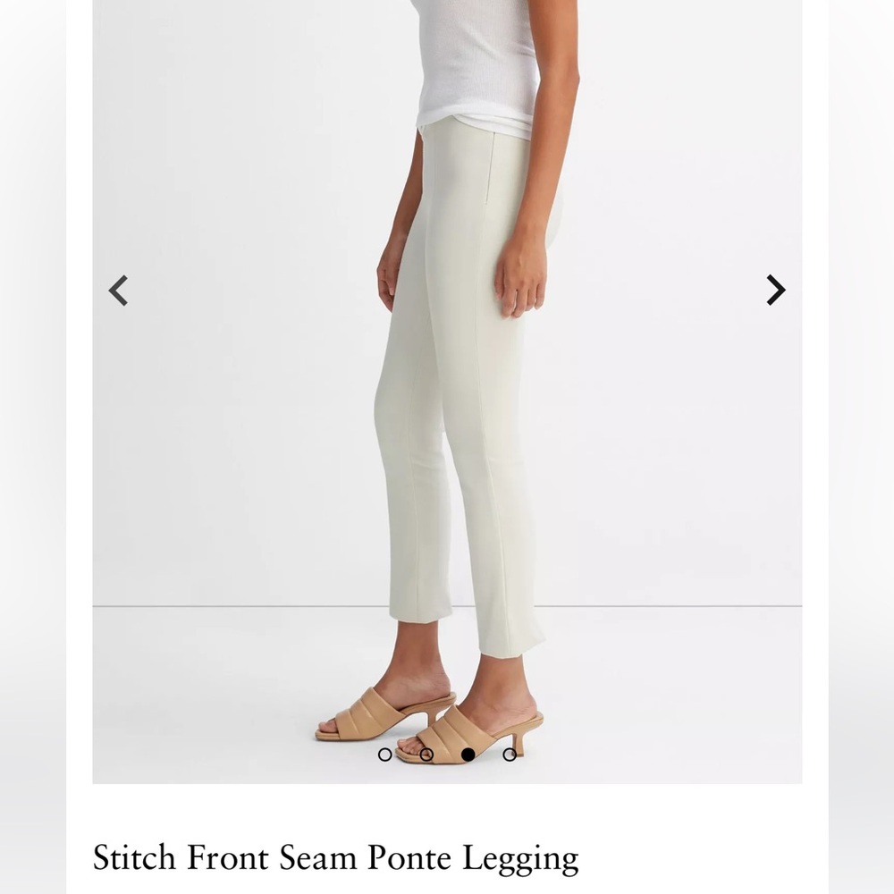 Vince stitch front seam ponte legging pants split hem Gesso light grey Medium - Picture 5 of 16